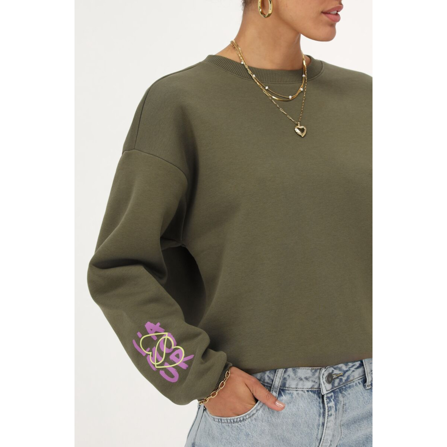 Sweater L'amour - groen - Afbeelding 2
