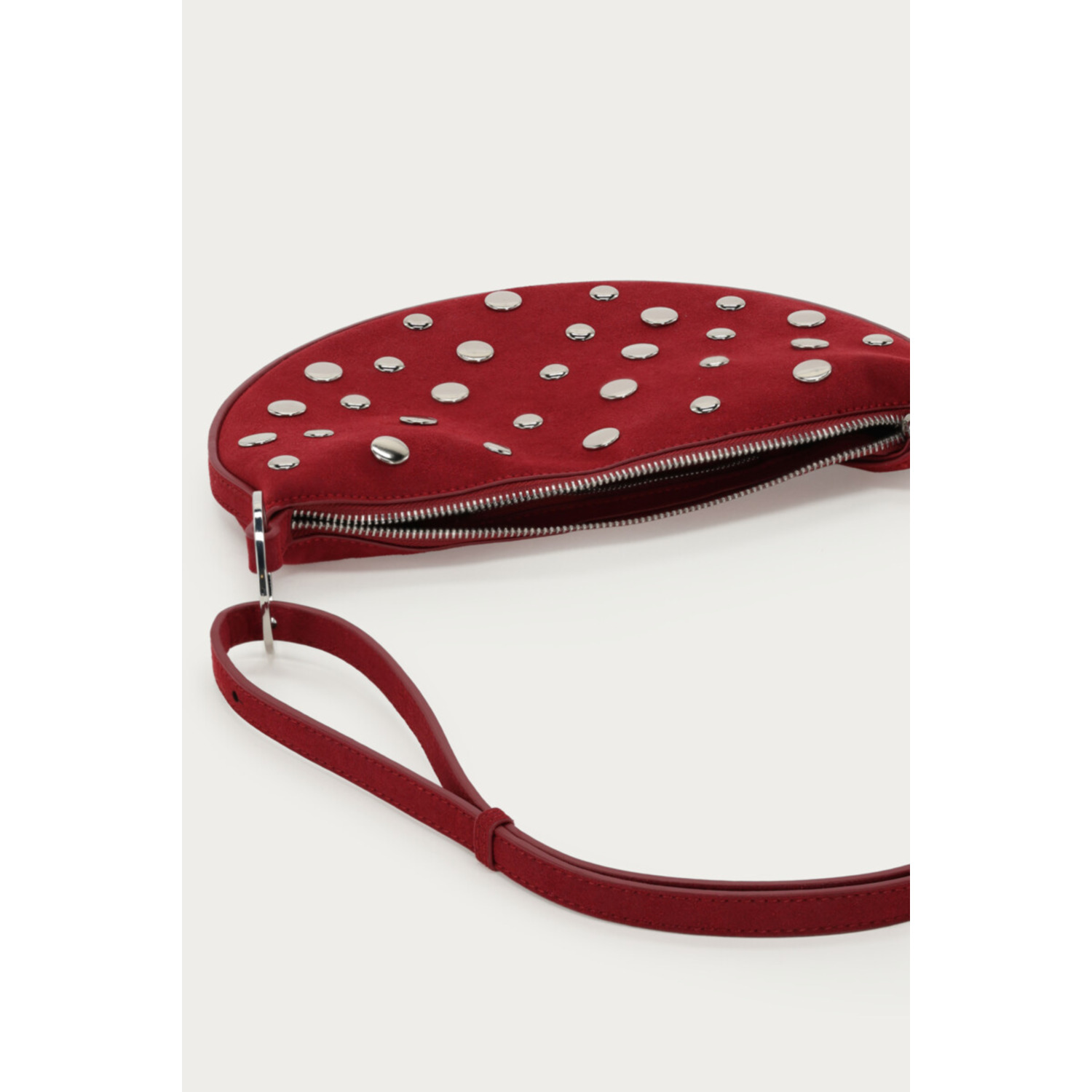 Donkerrode crossbody tas met studs - Afbeelding 2