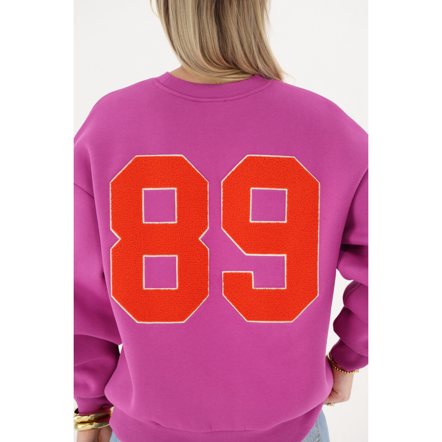 Oversized sweater met back print - paars - Afbeelding 2