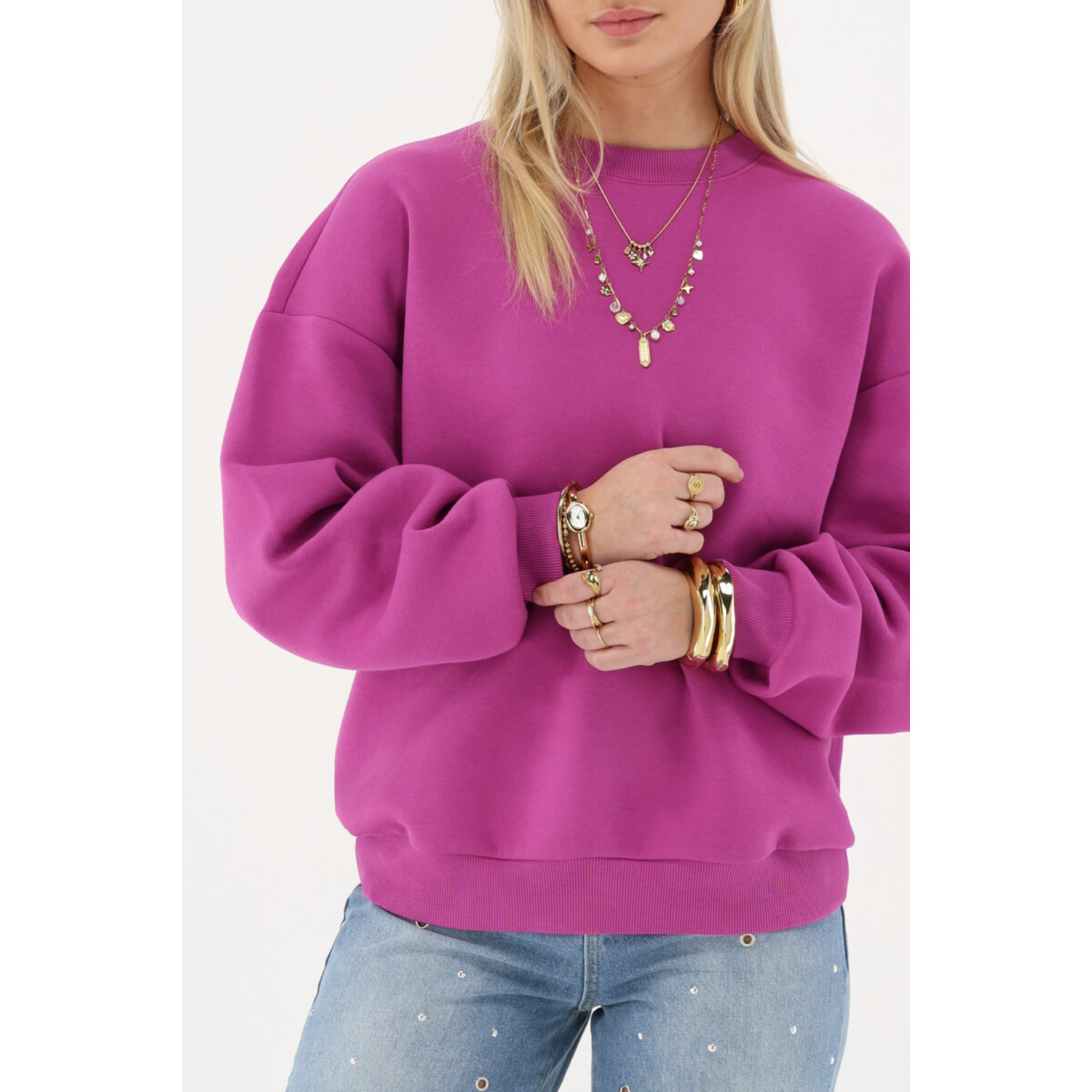 Oversized sweater met back print - paars - Afbeelding 3