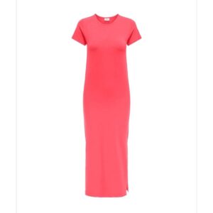 jurk jersey koraal, lang twee zijsplitten - xl