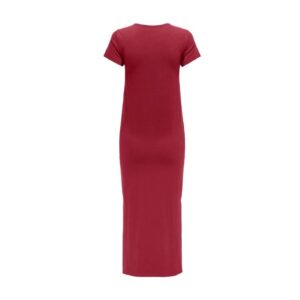 jurk eva bordeaux, lang, twee zijsplitten - xs